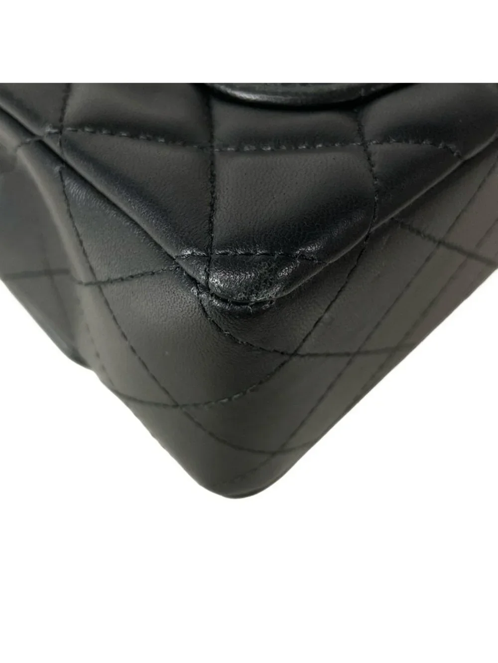 Chanel Shoulder Bag Mini Quilted Black Chain Silver Metal Lambskin